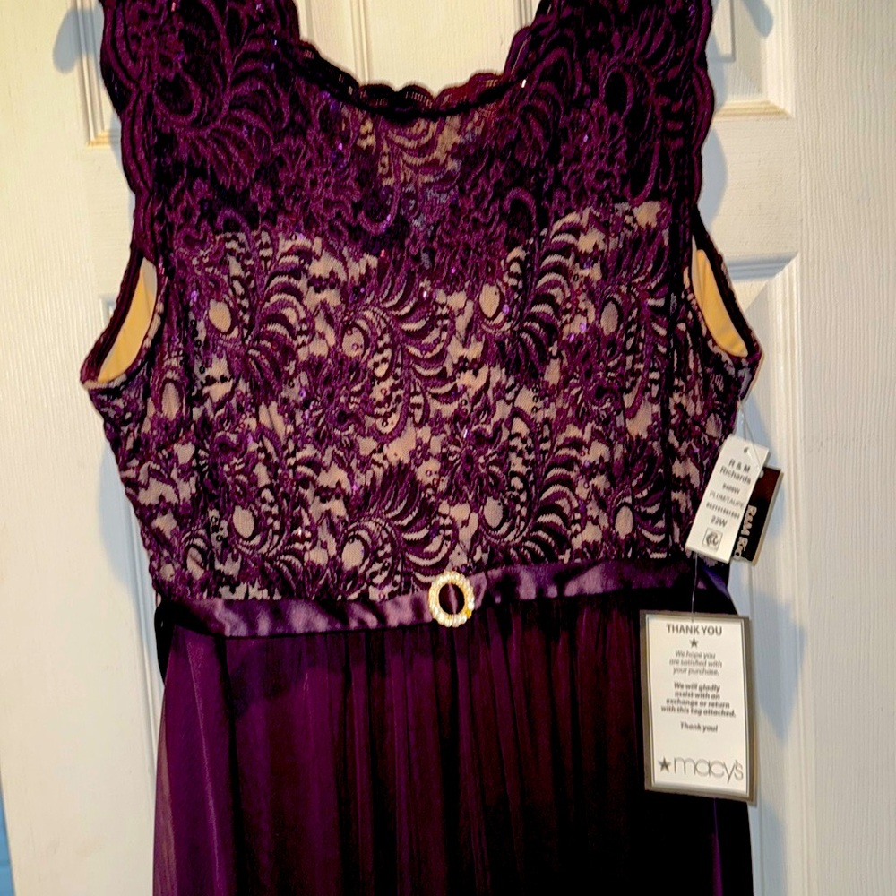 R&M Richards Plum and Taupe Lace Dress